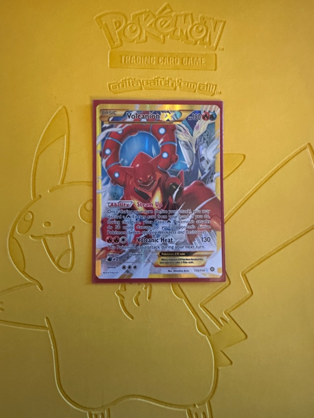 Pokémon Volcanion EX Holo Card - Red and Blue Art